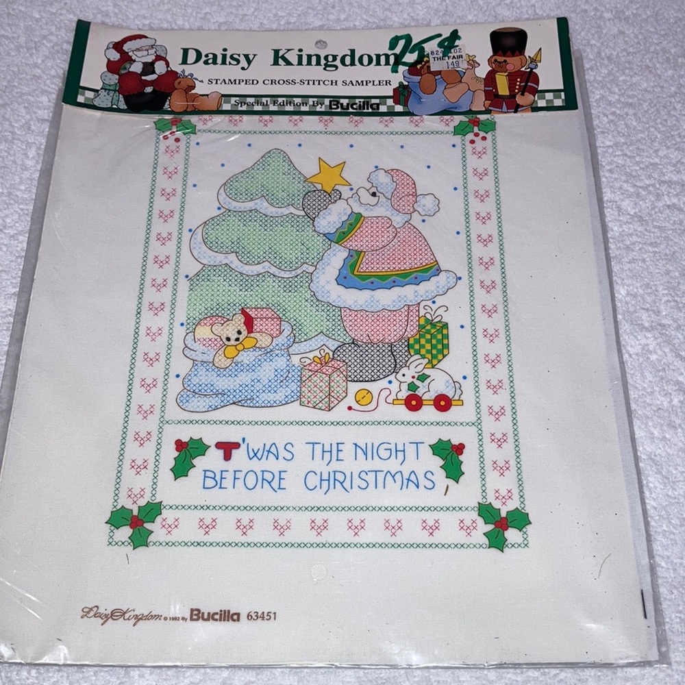 Daisy kingdom stamped cross stitch sampler ‘‘twas the night before Christmas